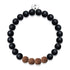 Gourou | Agate noire mate x Rudraksha | Bracelet Mala